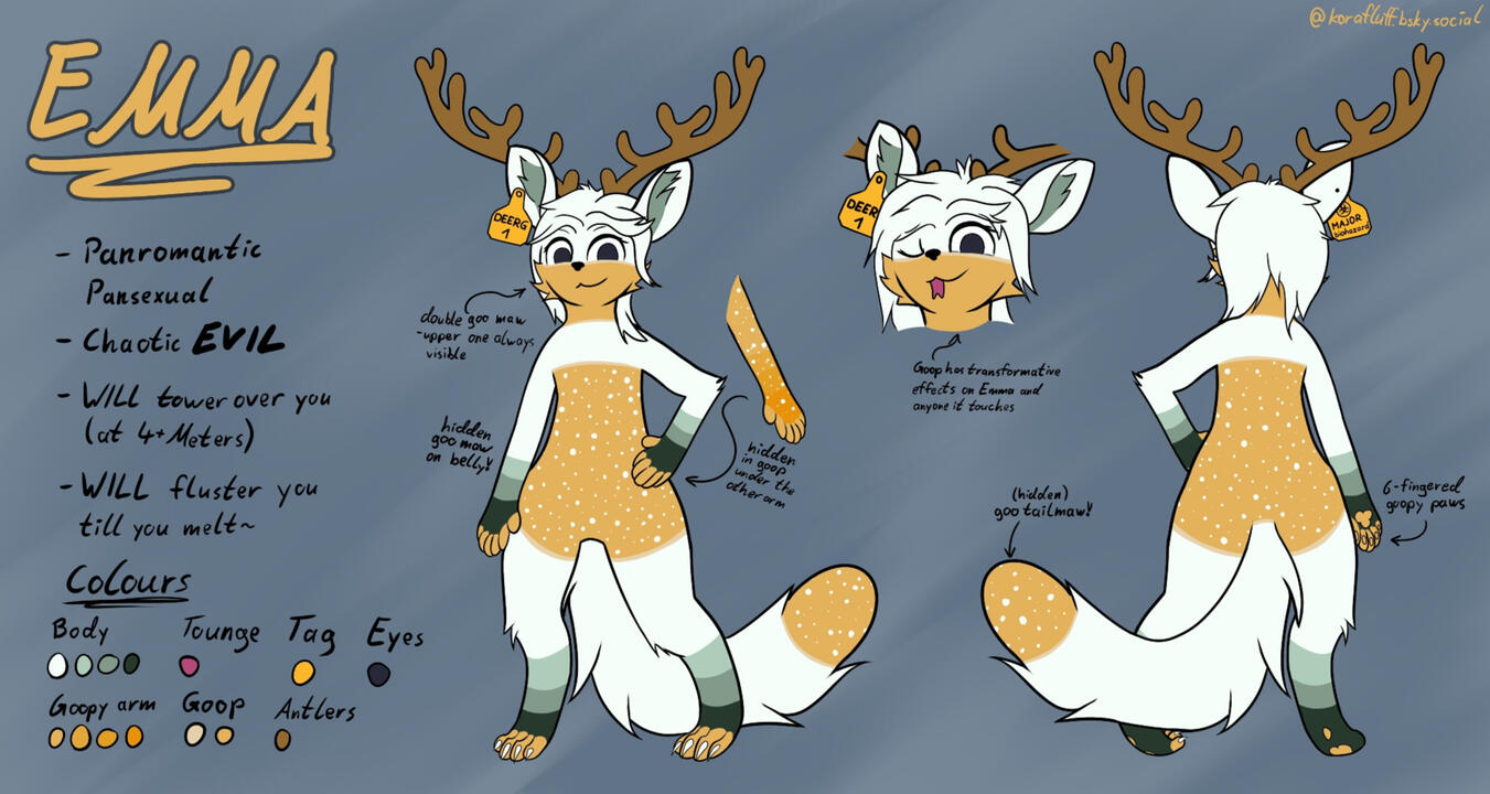 my most complicated comm to date, a ref sheet for Hollerjuice on FA
